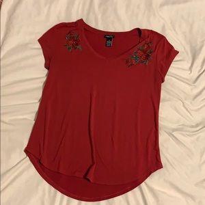 Red rue21 embroidered top